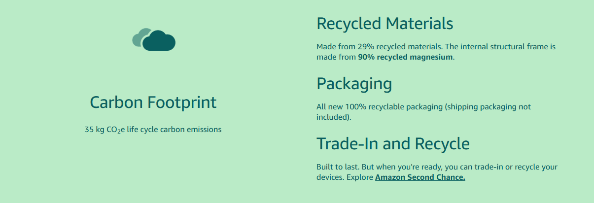 kindle paperwhite carbon footprint