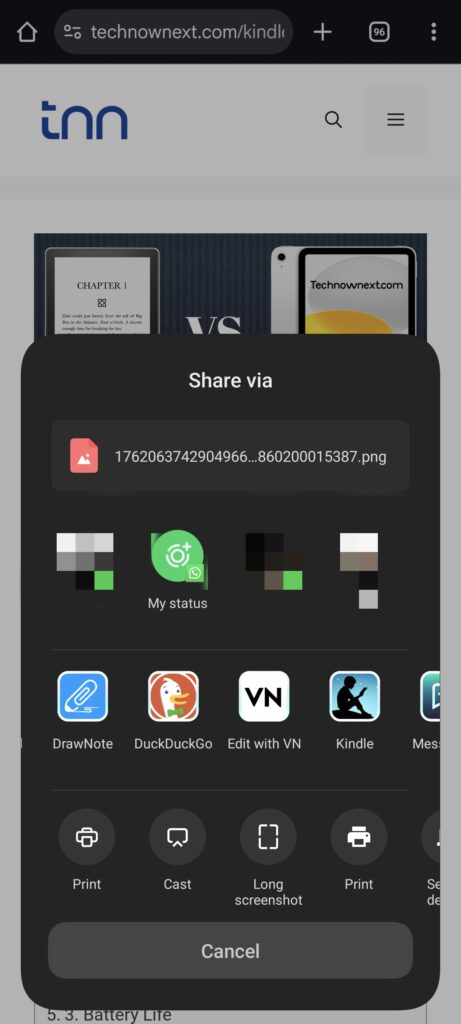 send files to kindle from phone using the kindle app